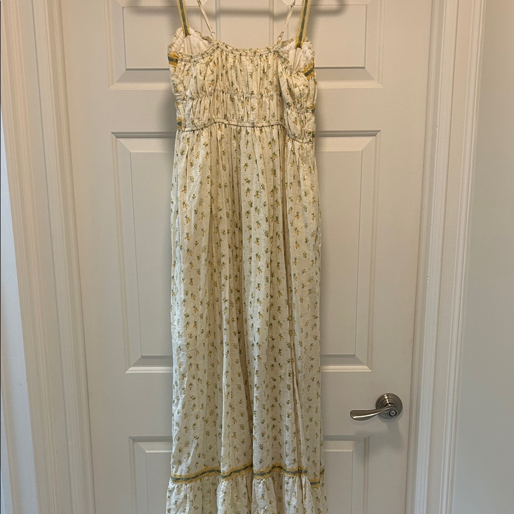 Pinkblush Cream Floral Maxi Dress with Yellow Trim - Picture 7 of 7